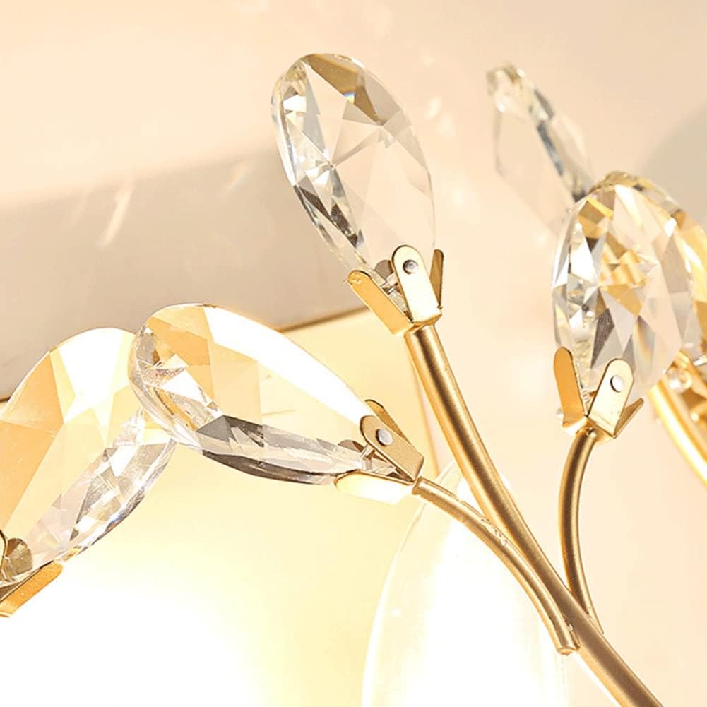 KISAD Wall Lighting Fixtures LED Crystal Aisle Wall Lamp American Style Wrought Iron Candle Wall Sconce Wall Mounted Lighting Fixture for Bathroom Bedroom Living Room Aisle Decor(Gold)