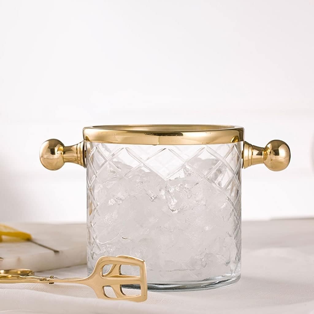 Ice Bucket Ice Bucket for Freezer Champagne Bucket Brass Glass Ice Bucket with Ice Clip Household Ice Cube Red Wine Small Ice Bucket Ice Buckets Party Cooler Drink Cooler