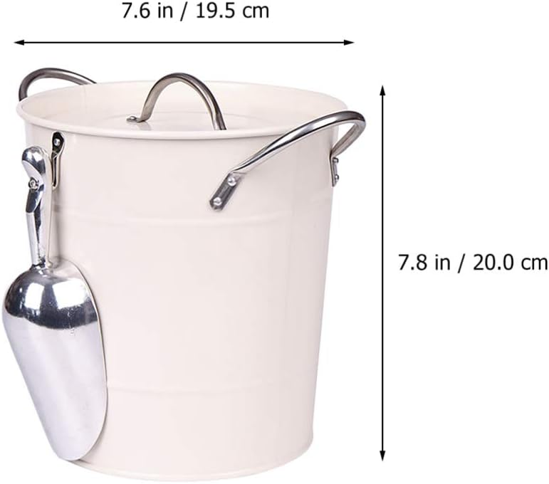 Mini Fridge Freezer Ice Bucket with Ice Scoop Metal Drink Tub Keeps Ice Cold Dry Carry Handle for Home Bar Chilling Beer Champagne Wine 4. 5L White Large Ice Bucket,Ice Buckets/White