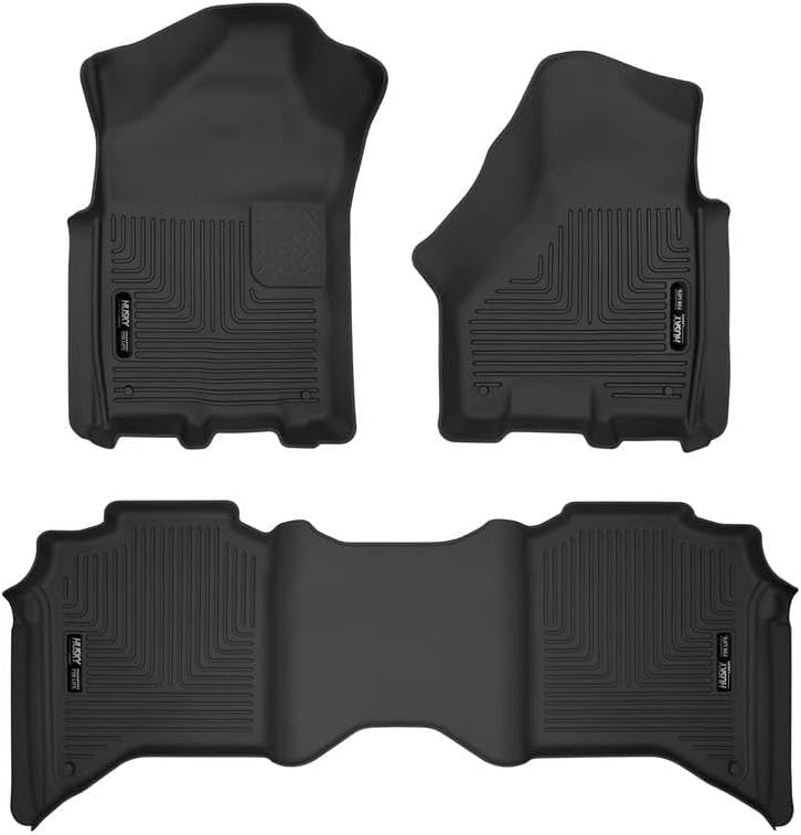 Husky Liners X-act Contour Floor Mats | Fits 2019-2026 Dodge Ram 2500/3500 Crew CAB ONLY | Front & 2nd Row, 3-pc Black - 53638