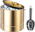 Double-Wall Insulated Stainless Steel Ice Bucket With Lid And Scoop Container For Champagne Bar Accessories(3L gold)