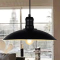 Retro Pendant Light, Black Metal Lamp Body + Frisbee Shape Wrought Iron Lampshade Hanging Lights, E27 Lighting Fixtures for Farmhouse, Dining Room, Bathroom
