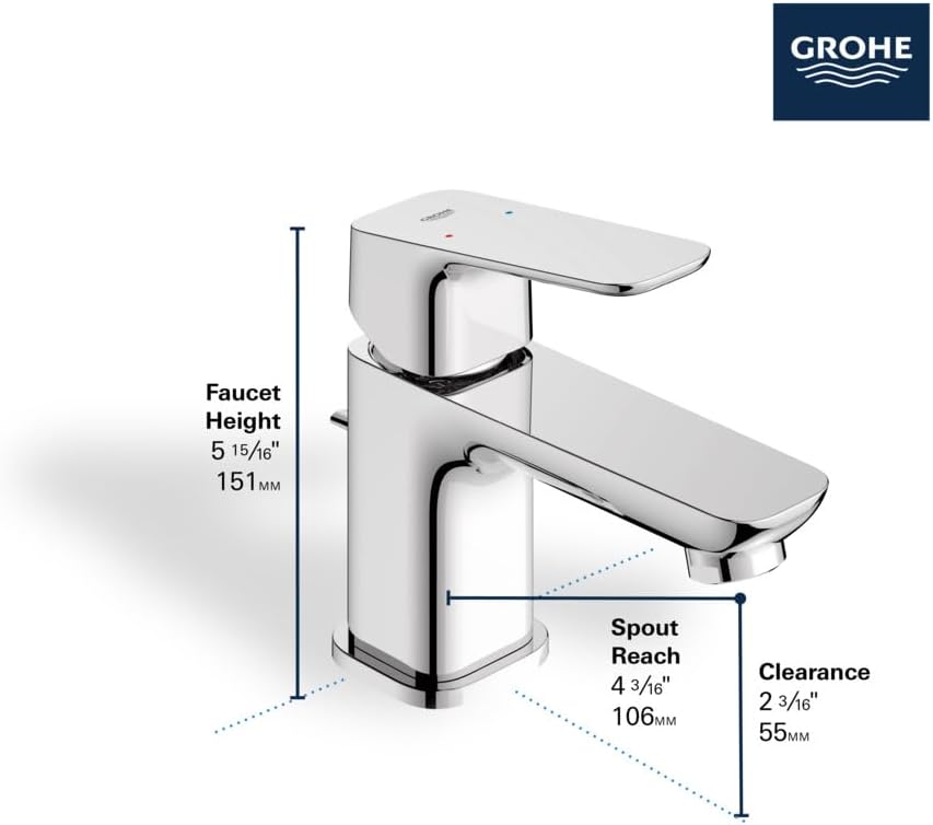 Grohe 101897GN00 Cubeo Single Hole Single Handle XS-Size Bathroom Faucet, 1.2 GPM, Brushed Gold