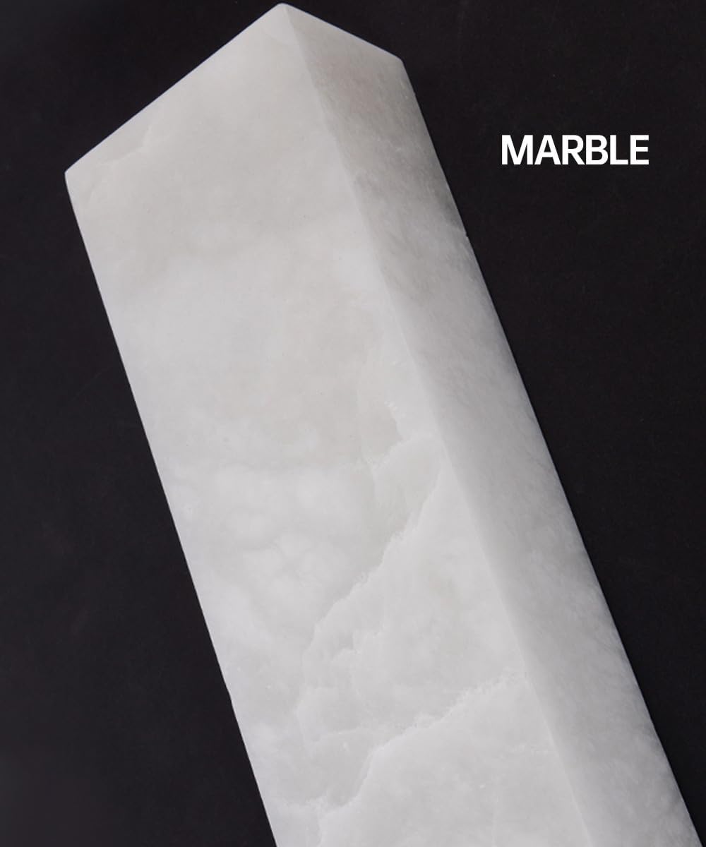 Alabaster Wall Sconces Natural Marble Bathroom Vanity Wall Light Fixture 15.7' Long Marble Wall Sconce Square Alabaster Stone Wall Mount Light Warm Light for Living Room Bedroom Hallway Stairs