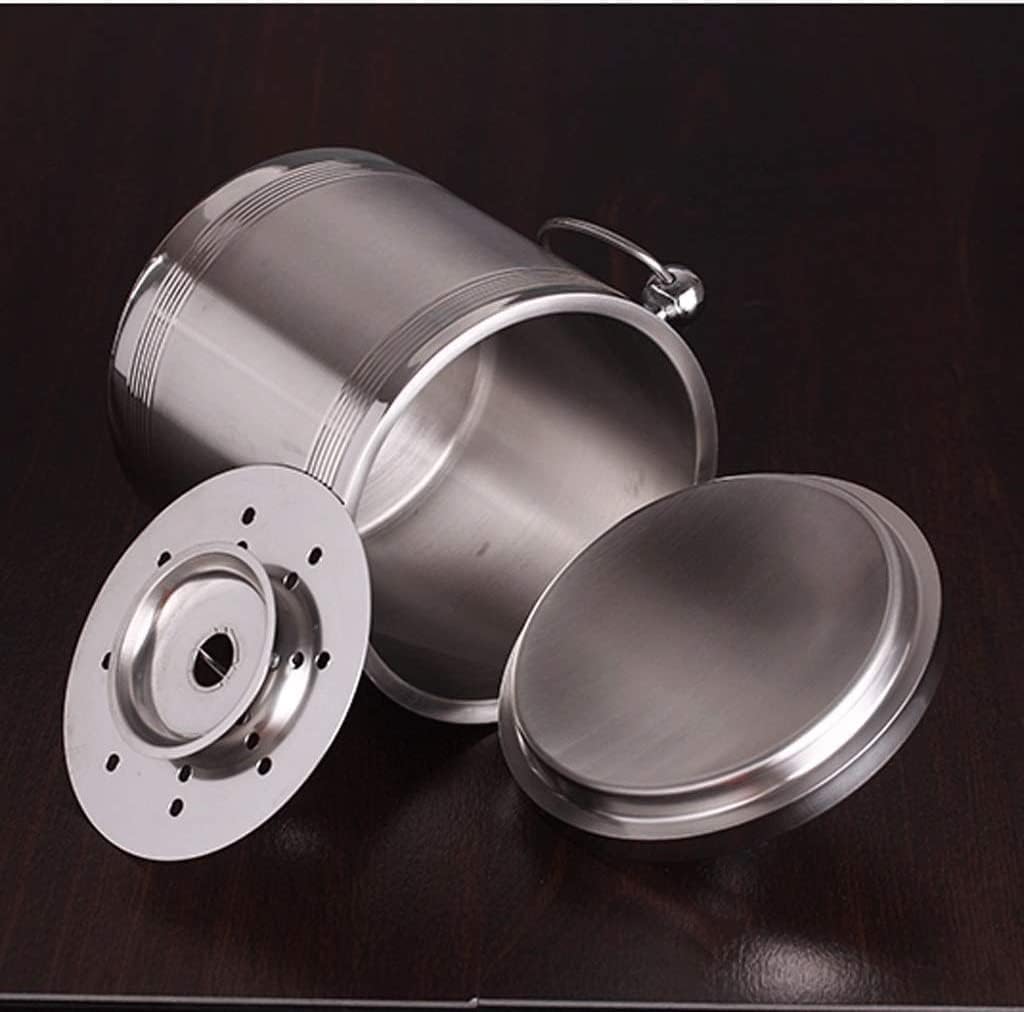 BTZHY Ice Bucket,Candy Double Walled Stainless Steel with Ice Tongs, Scoop, Lid, and Exclusive Handmade Nylon