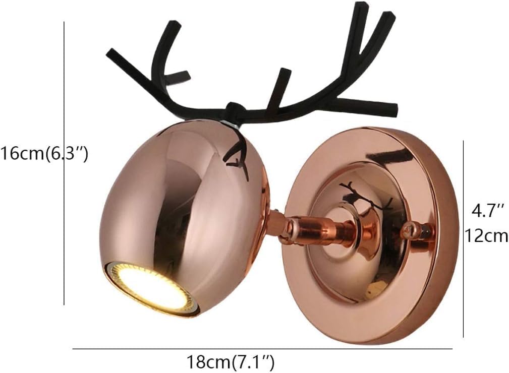 Sconce Wall Lighting Wrought Iron Wall Lamp Nordic Creative Antlers Wall Light Bedroom Wall Sconce for Living Room Bedside Dining Room Bathroom Light Fixtures(Yellow)