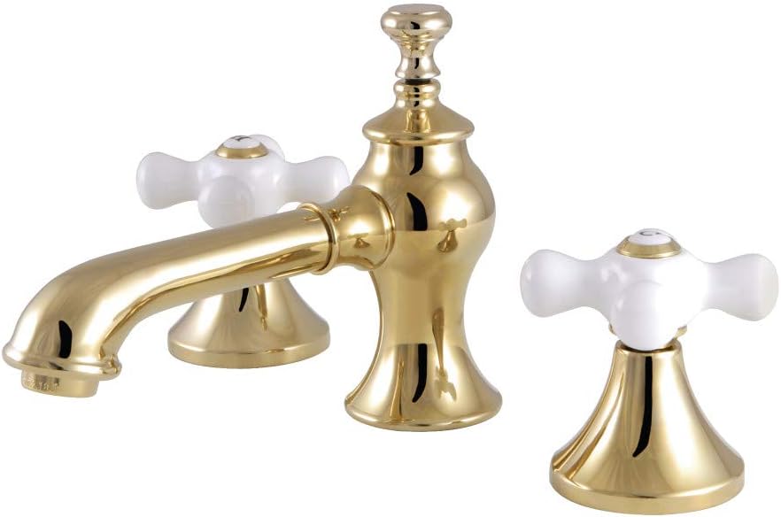 Kingston Brass KC7062PX Vintage 8' Widespread Bathroom Faucet, Polished Brass