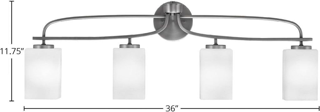 Toltec Lighting Cavella 4-Light Bath Bar – Modern Bathroom Vanity Light – Dimmable, LED-Compatible Wall Fixture – Graphite Finish, 4' White Muslin Glass
