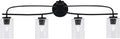 Toltec Lighting Cavella 4-Light Bath Bar – Modern Bathroom Vanity Light – Dimmable, LED-Compatible Wall Fixture – Matte Black Finish, 4' Clear Bubble Glass