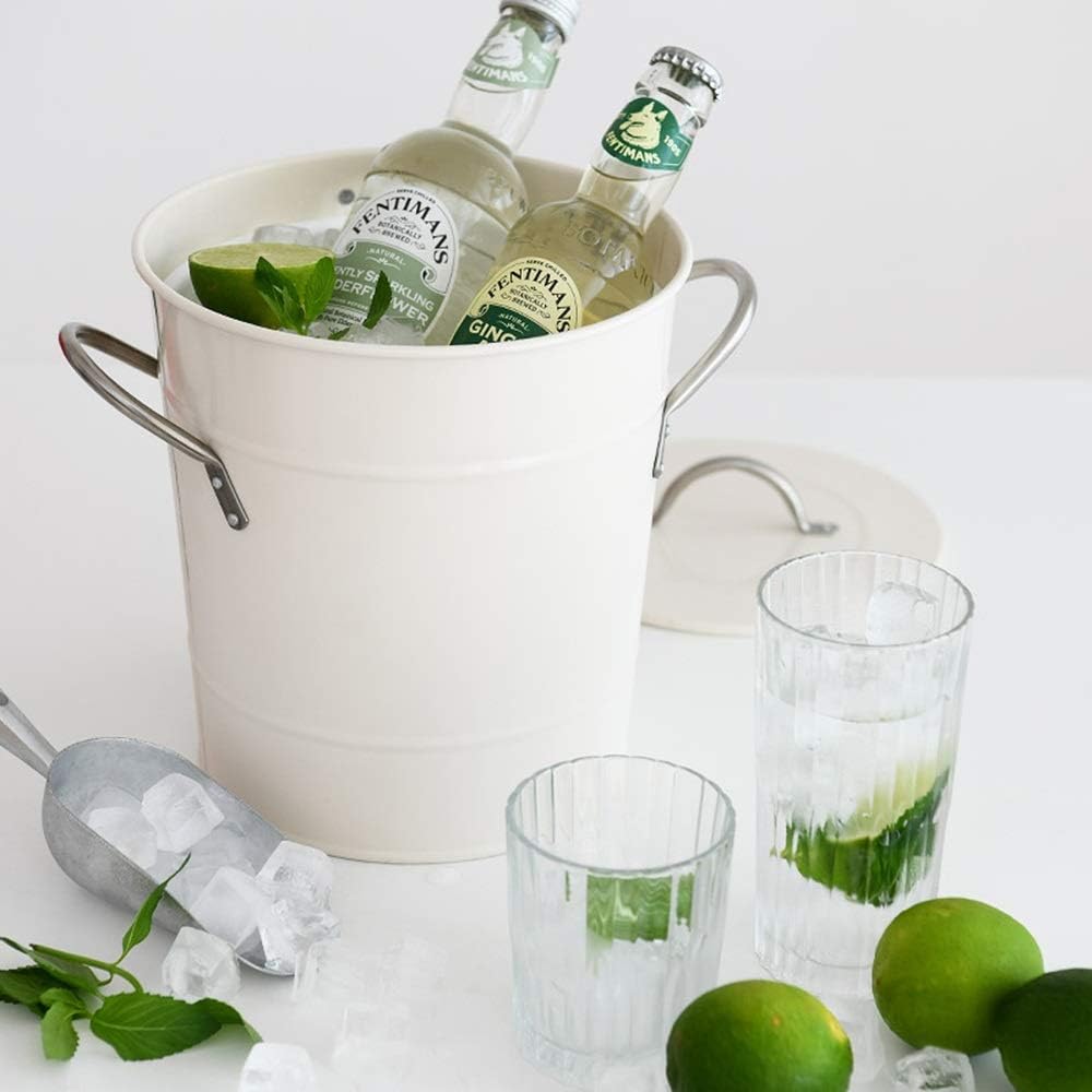 Metal Ice Bucket- Stainless Steel Ice Buckets Double Wall Insulated Ice Bucket with Lid Suitable for Weddings Holiday Entertaining Summer Patio Supplies Ice Bucket