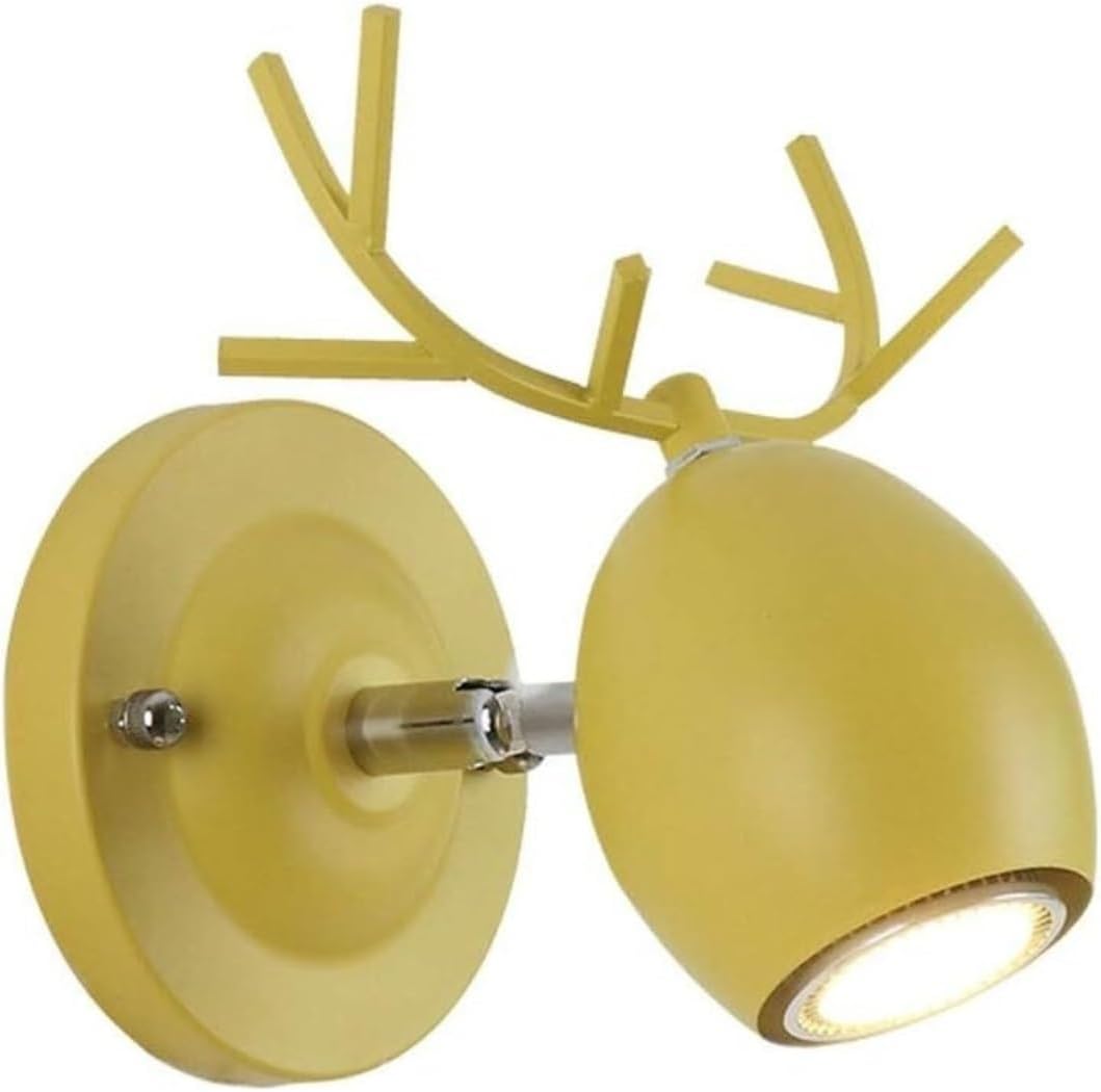 Sconce Wall Lighting Wrought Iron Wall Lamp Nordic Creative Antlers Wall Light Bedroom Wall Sconce for Living Room Bedside Dining Room Bathroom Light Fixtures(Yellow)