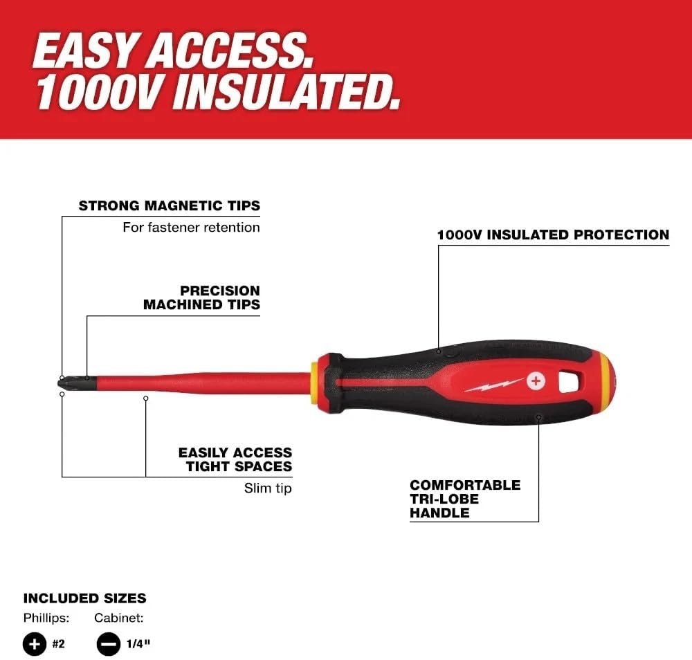 5 PC 48-22-2215 for Milwaukee 1000V Insulated Hand Tool Set - Red/Black