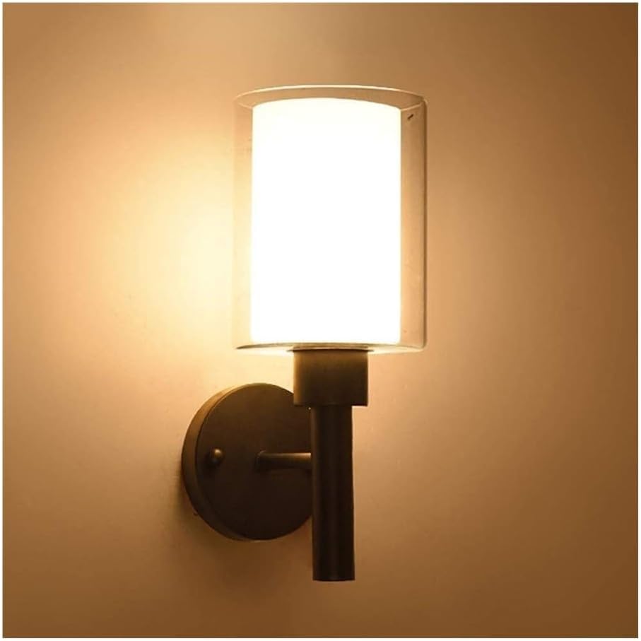 Modern Bathroom Wall Light, LED Glass Wrought Iron Black Corridor Wall Lamp,Bar Stair Living Room Wall Sconce,for Living Room,Bedroom,Stairway,Bedside
