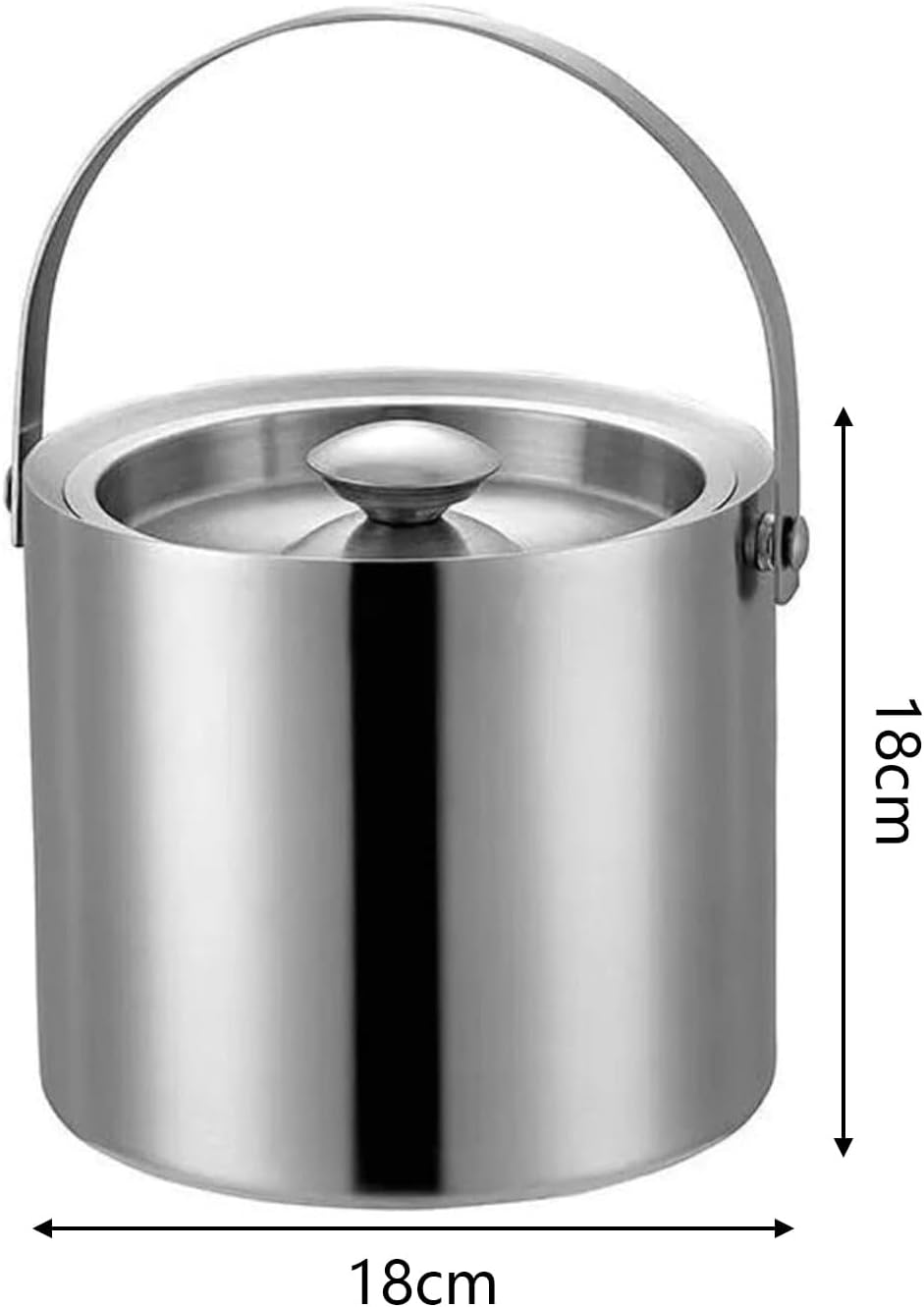 Stainless Steel Ice Bucket with Cold Insulation and Lid KTV Bar Red Wine and Beer Chilled Bucket,3L