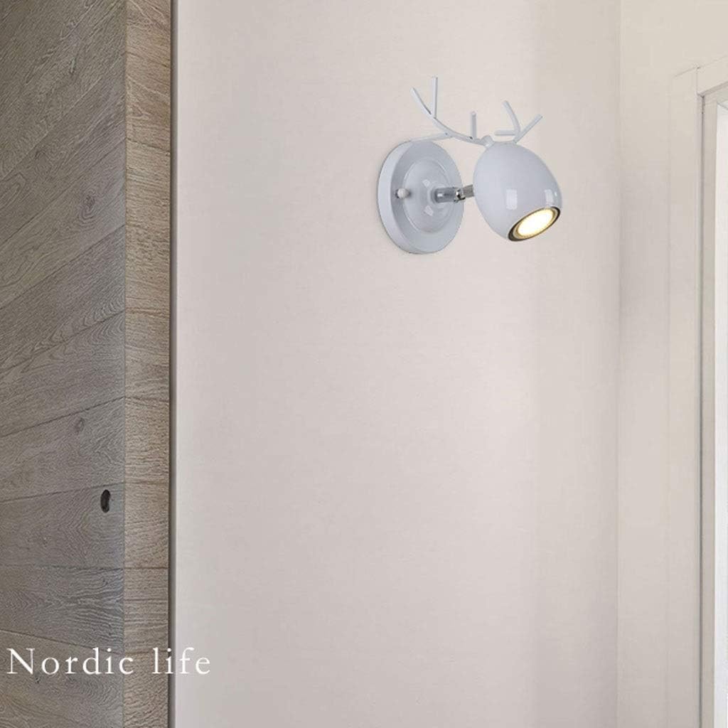 Sconce Wall Lighting Wrought Iron Wall Lamp Nordic Creative Antlers Wall Light Bedroom Wall Sconce for Living Room Bedside Dining Room Bathroom Light Fixtures(White)
