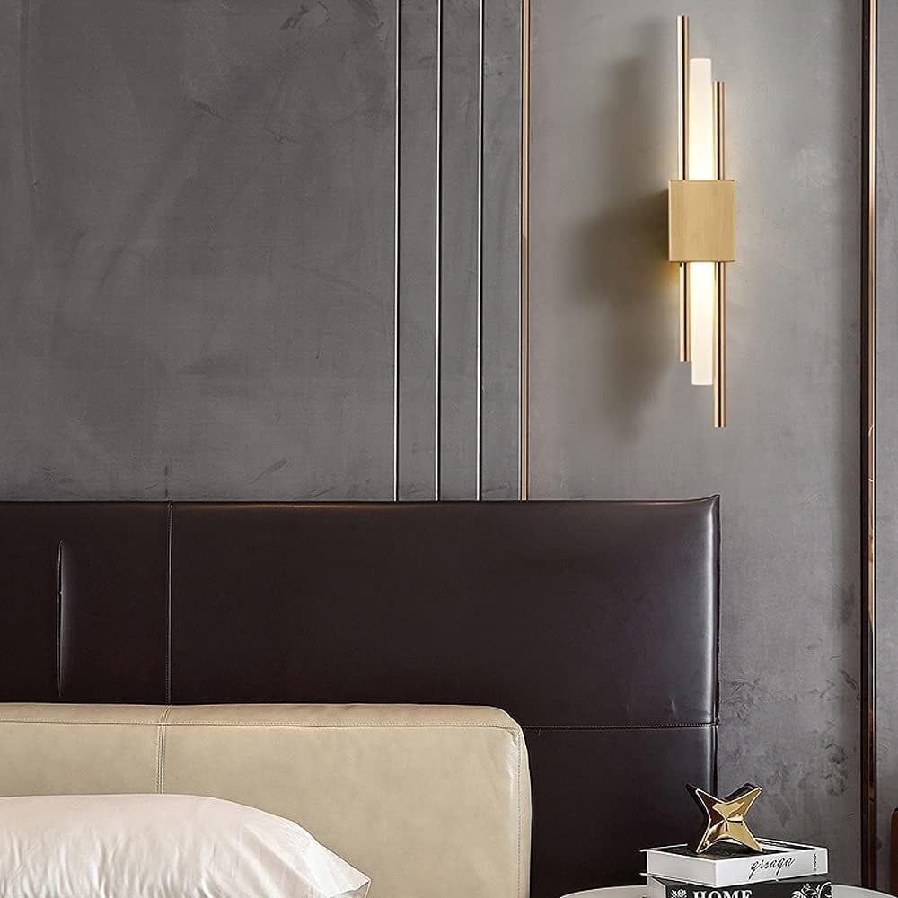 Wall Sconces Nordic Wrought Iron Wall Sconce Modern Minimalist Art Wall Light Wall Mounted Lighting Fixture for Bedroom Bathroom Villa Balcony Decoration Modern Wall Light Fixture(Warm Light,S-Gold)