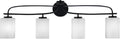 Toltec Lighting Cavella 4-Light Bath Bar – Modern Vanity Light Fixture for Bathroom – Dimmable and LED-Compatible Wall Light – Matte Black Finish, 4' Square White Muslin Glass