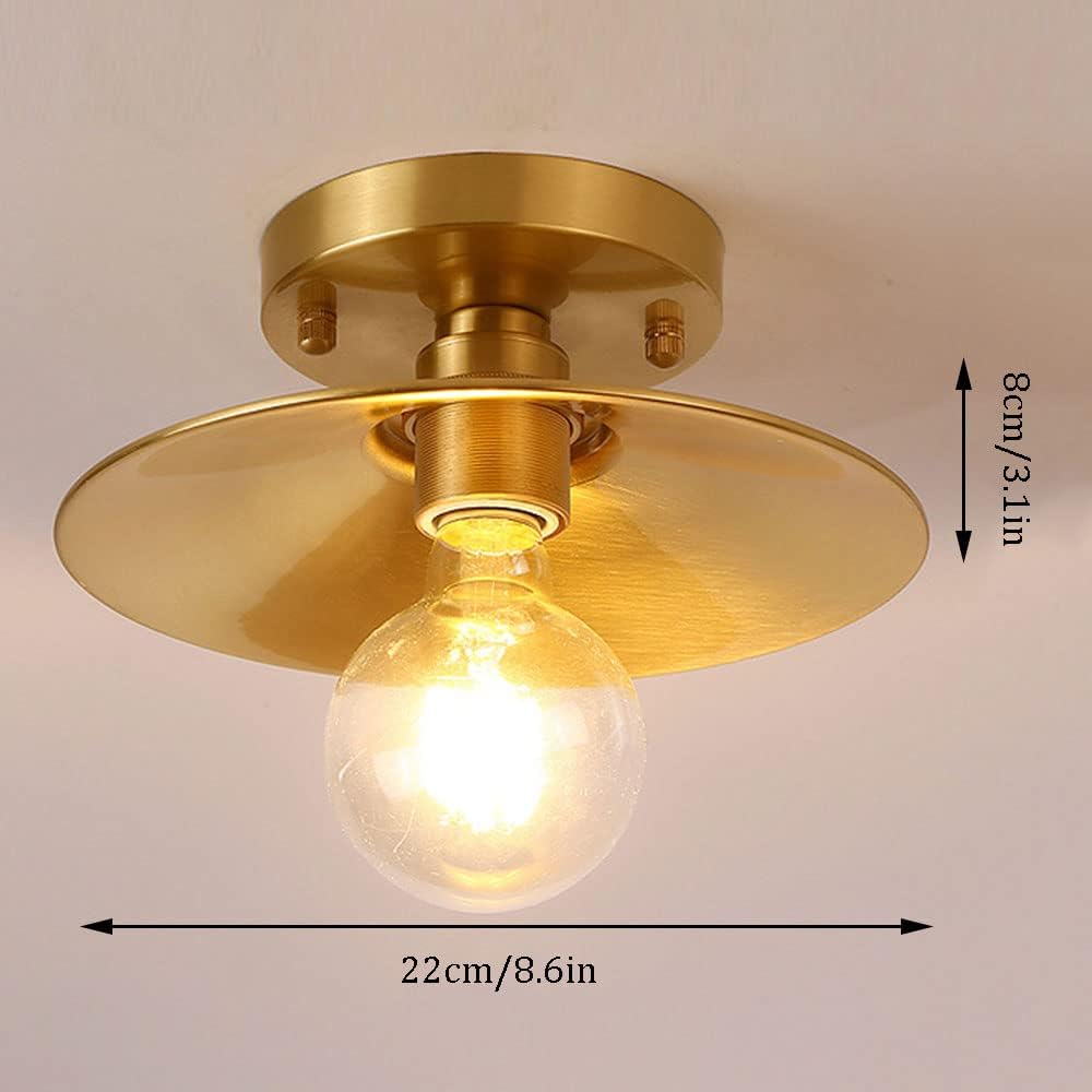 Industrial Style Chandelier Minimalist Ceiling Lamp Fixture Bedroom Flush Mount Light E27 Metal Shade Decoration Lighting Fixtures Amen Retro Brass,A