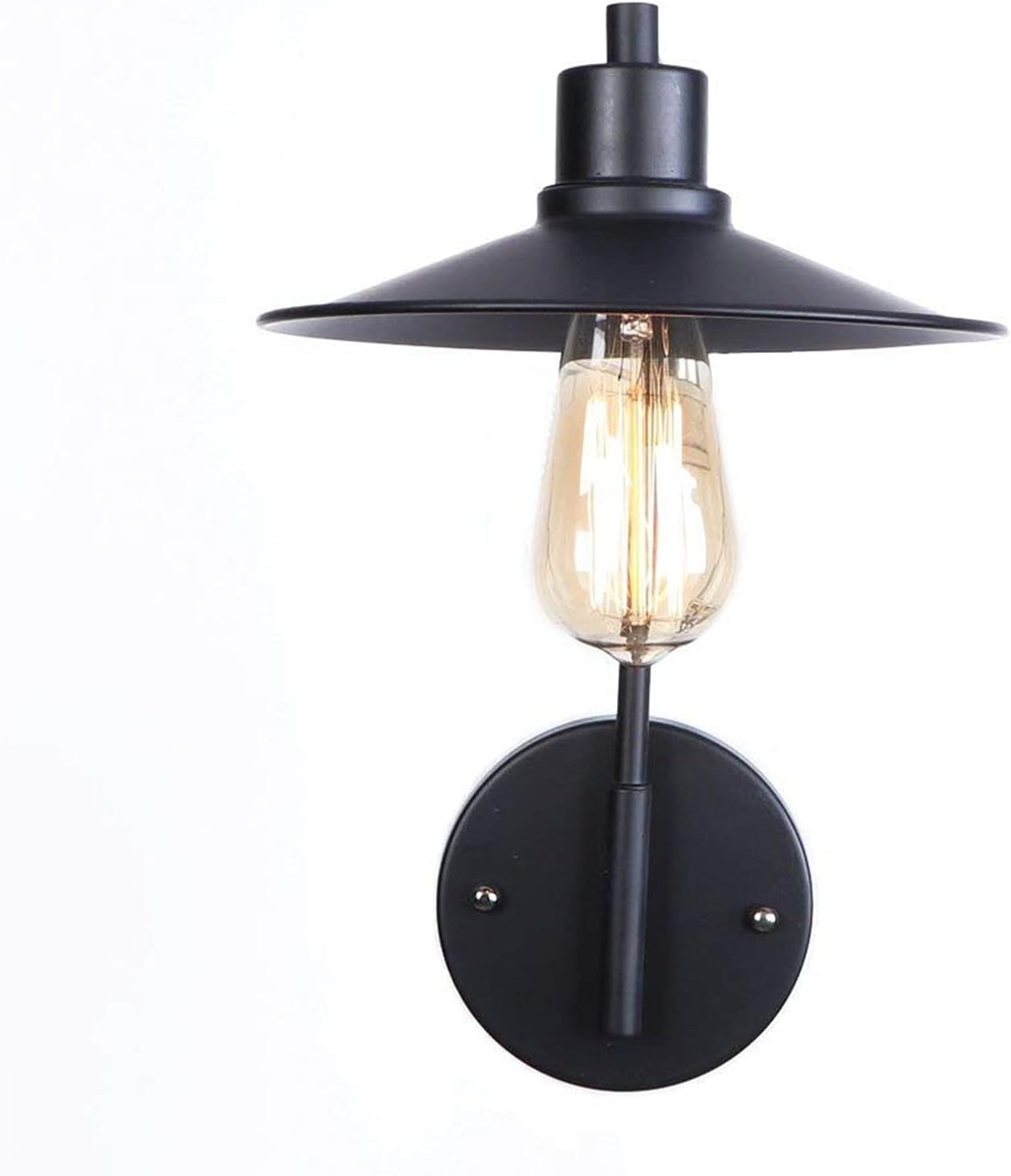 European Wall Light V-intage Industrial Wrought Iron Retro Metal Wall Lamp Wall Light Sconce Compatible with Restaurant Living Room Bathroom Clothing Store Bedside Wall-Mounted Lighting (Color : Black