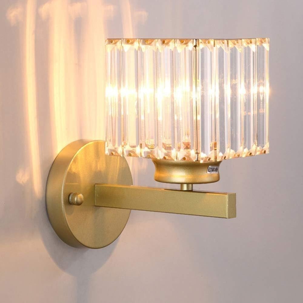 Nordic Light Luxury Crystal Wall Light Sconce Black Crystal Wall Sconce with Clear Glass Shade for Living Room Square Hardwired Modern Indoor d Vanity Light Fixture for Bathroom Bedroom T-155
