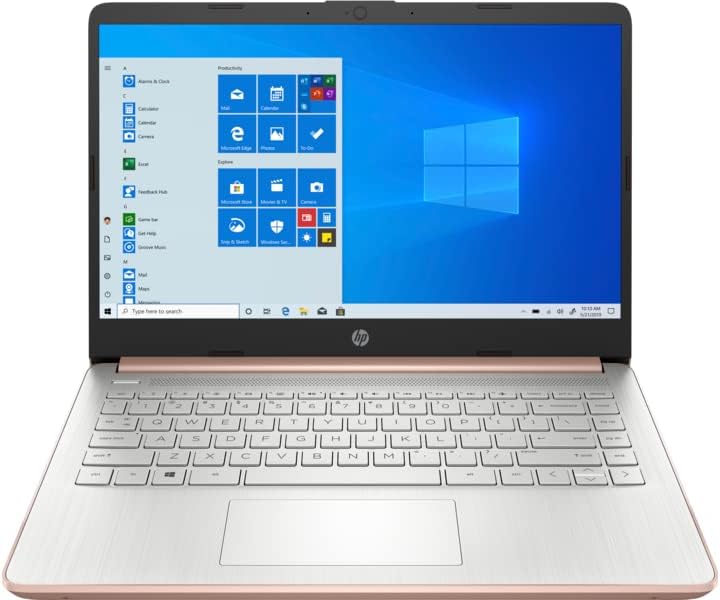 HP Laptop 14-dq0012ds 14' Intel Celeron N4020 4 GB Memory; 64 GB eMMC Storage Windows 11 S Pale Rose Gold (Renewed)
