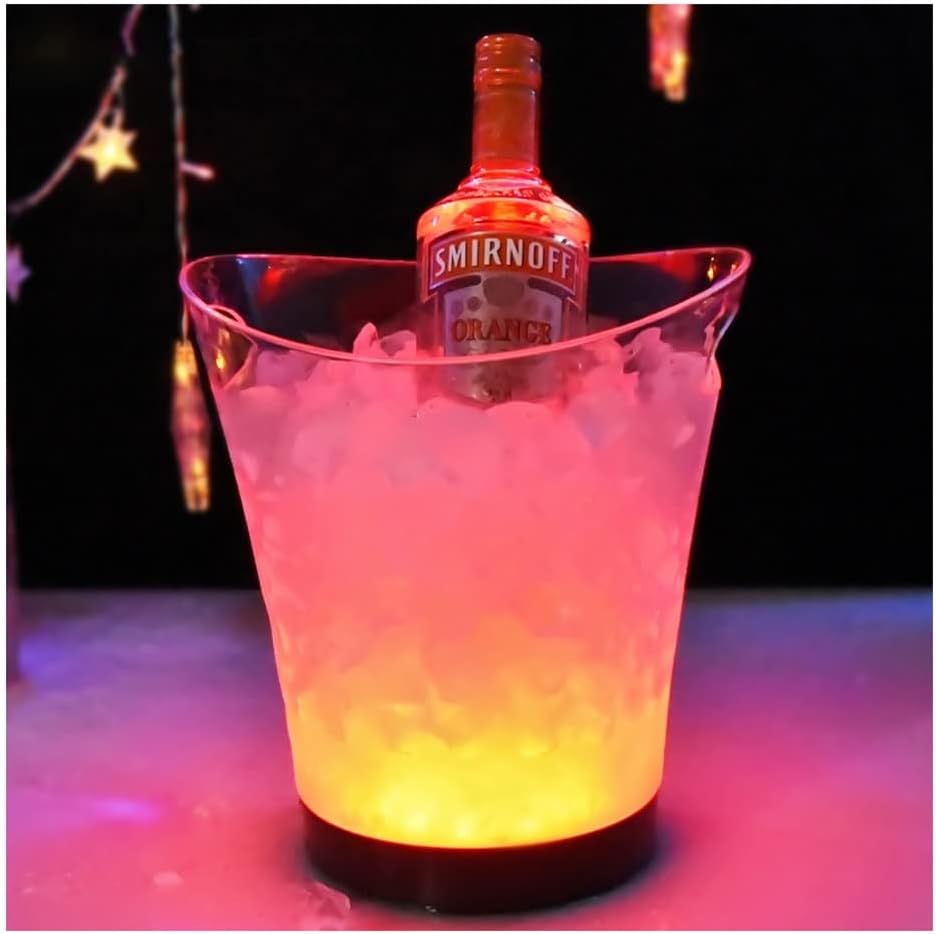 Ice Bucket,Ice Bucket with Lid and Ice Tongs,Ice Bucket,Party Ice Buckets Large Drinks Bucket Containers Ice Bucket with Discoloration Ice Bucket Wine Cooler Colors Changing Champagne Wine B