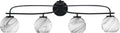 Toltec Lighting Cavella 4-Light Bath Bar – Modern Vanity Light Fixture for Bathroom – Dimmable and LED-Compatible Wall Light – Matte Black Finish, 5.75' Onyx Swirl Glass