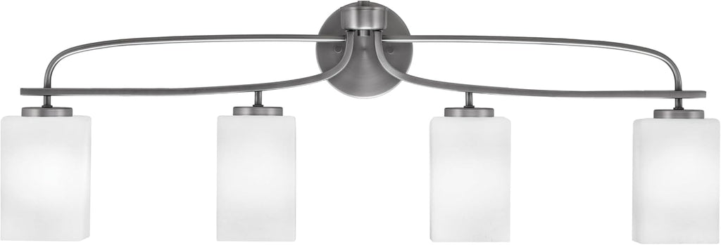 Toltec Lighting Cavella 4-Light Bath Bar – Modern Bathroom Vanity Light – Dimmable, LED-Compatible Wall Fixture – Graphite Finish, 4' White Muslin Glass