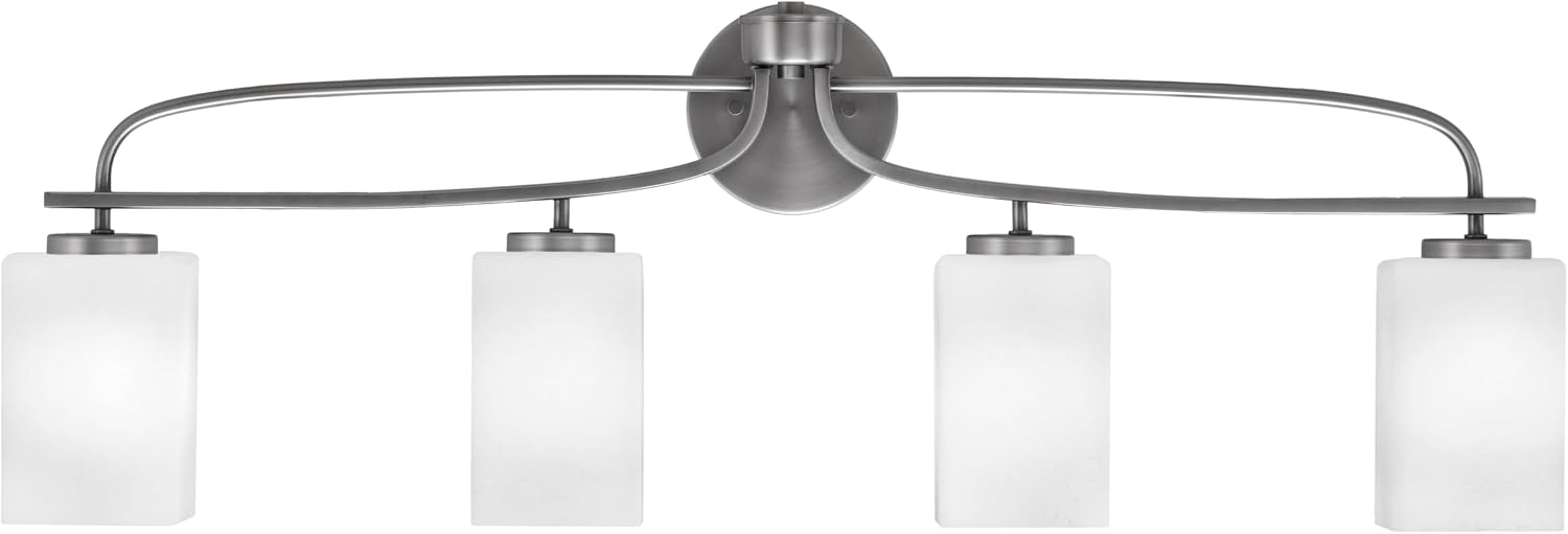 Toltec Lighting Cavella 4-Light Bath Bar – Modern Bathroom Vanity Light – Dimmable, LED-Compatible Wall Fixture – Graphite Finish, 4' White Muslin Glass