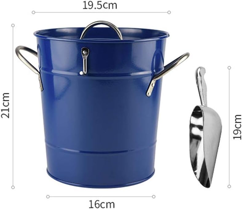 BTZHY Ice Bucket,Tub Metal Double Walled with Lid and Scoop Bar Home Champagne Barrel Wine Barrel 3 Colors/Red