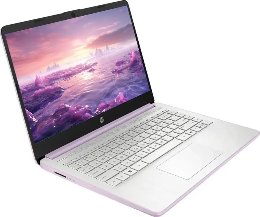 HP 14' Business Laptop Computer with Microsoft Office 365, 4-Core Intel Processor, 128GB SSD + 1TB Cloud Storage, 8GB RAM, Windows 11, SageNova Earphones, Honey Lavender