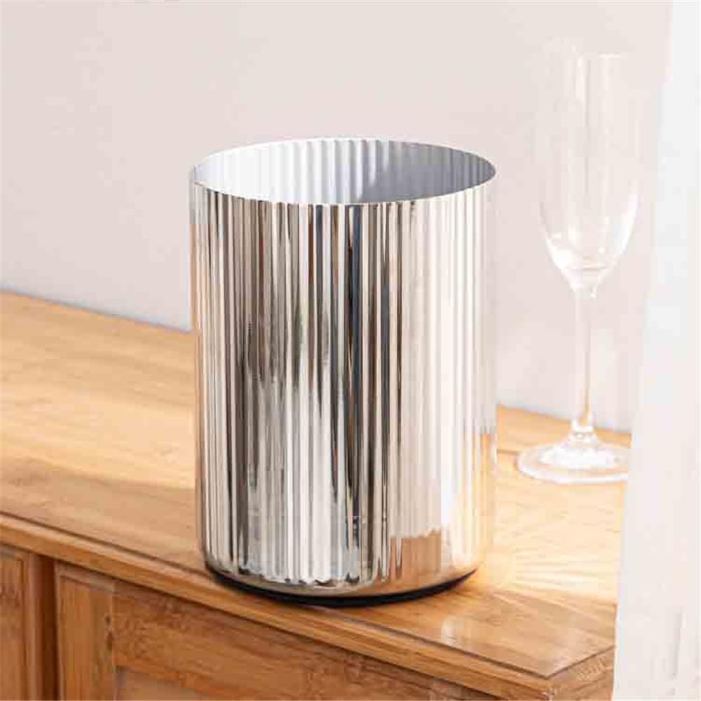 Ice Bucket Thickened Stainless Steel Straight Grain Ice Bucket Double Champagne Bucket Red Wine Chilled Bar Double Insulation Bucket Storage Bucket Wine Chiller