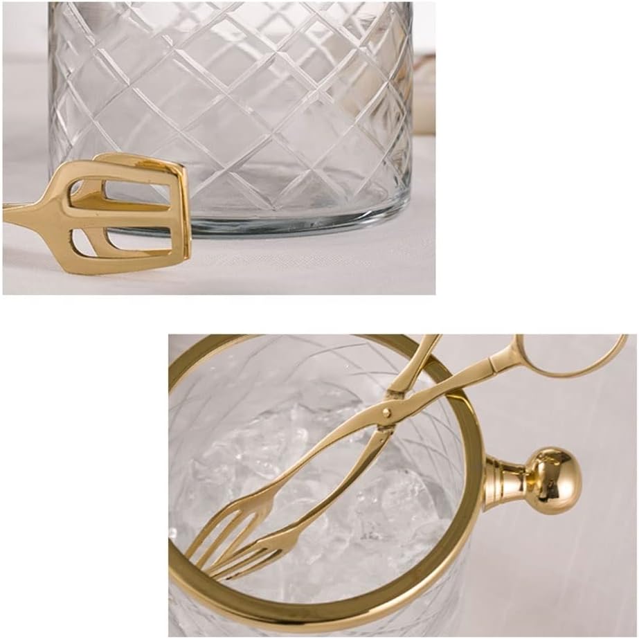 Ice Bucket Ice Bucket for Freezer Champagne Bucket Brass Glass Ice Bucket with Ice Clip Household Ice Cube Red Wine Small Ice Bucket Ice Buckets Party Cooler Drink Cooler