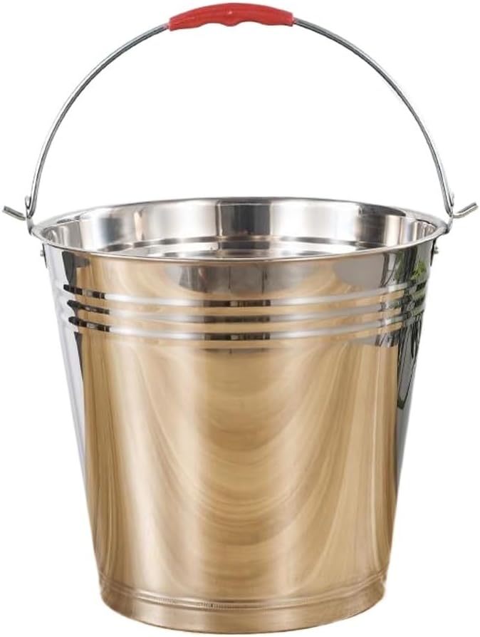 JSEIAJB Iron Bucket Stainless Steel Water Bucket Portable Bucket Red Bucket Ice Bucket Brine Bucket Lifting Bucket