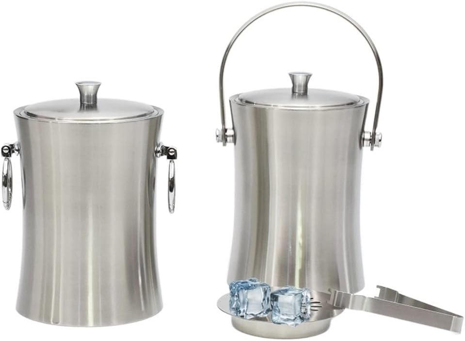 Ice Bucket Ice Bucket for Freezer Stainless Steel Double-layer Ice Bucket portable Bar Party Red Wine Beer Bucket Cold Ice Bucket Large-capacity Ice Bucket Ice Buckets Party Cooler Drink Cooler(S22.5c