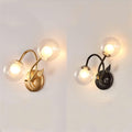 Indoor Bedside Lamp Wall Wash Light - Double Head Wall Lamp Wrought Iron Lamp Body with Glass Lampshade Wall Light Apply to Bedroom Bathroom(Black)