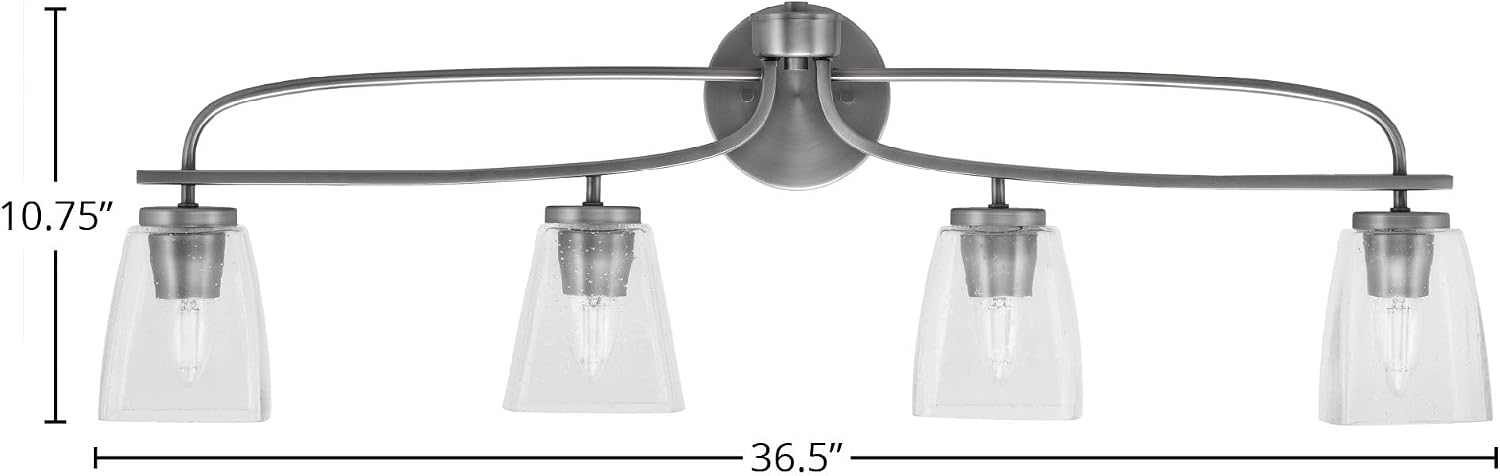Toltec Lighting Cavella 4-Light Bath Bar – Modern Bathroom Vanity Light – Dimmable, LED-Compatible Wall Fixture – Graphite Finish, 4.5' Clear Bubble Glass