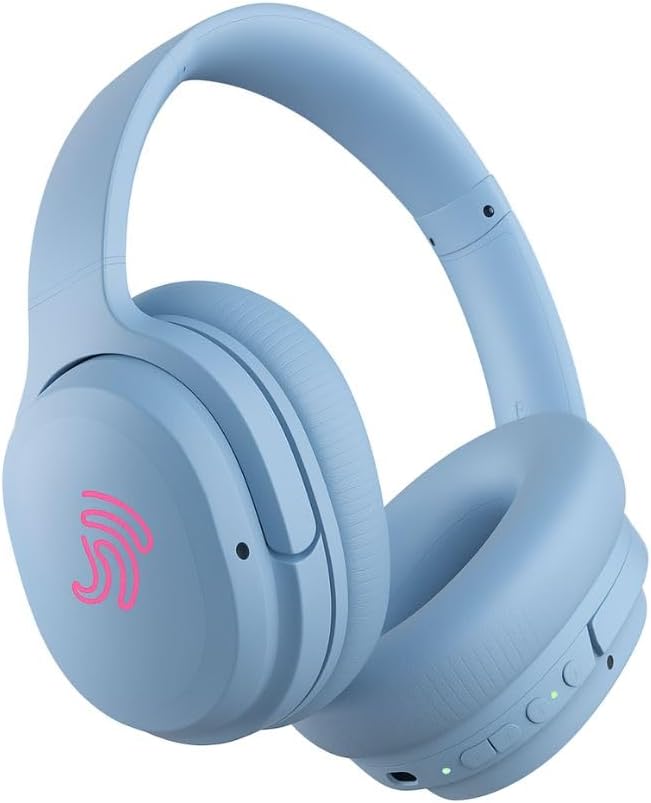 Jrumz Clarity CL01 Hybrid Active Noise Cancelling Headphones, Wireless Over Ear Bluetooth Headphones, Deep Bass, Comfort Fit Ear Pads, 40H Playtime for Home Office, Travel, Gym (Blue)
