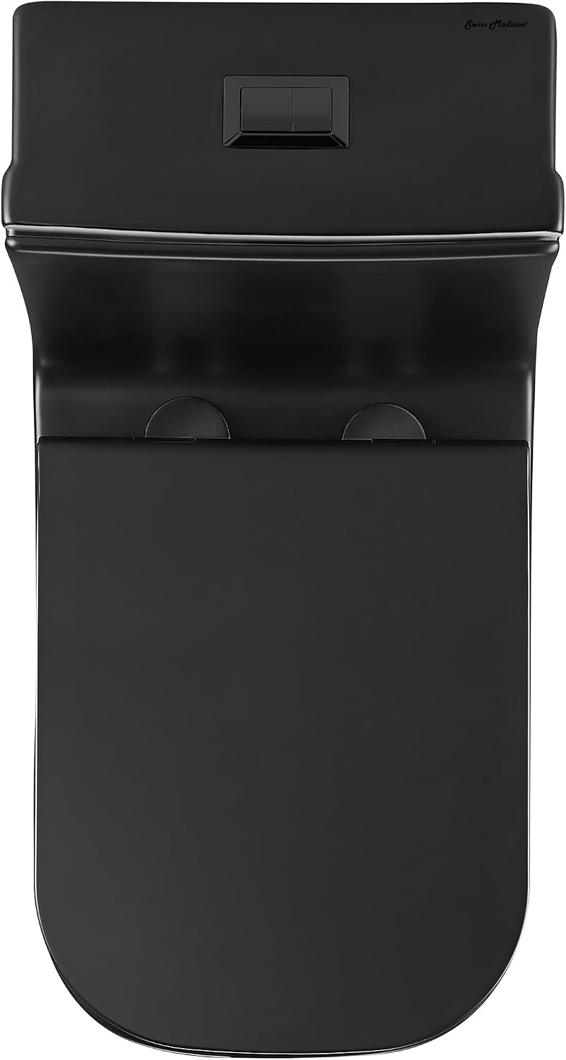 Concorde One Piece Square Toilet Dual Flush in Matte Black, Black Hardware 1.1/1.6 gpf