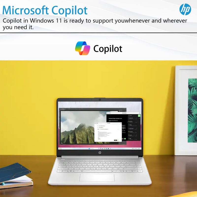 HP 14' Laptop for Student Business, 1 Year Office 365, Win11 Pro, AI-Copilot, Intel Quad-Core Processor, 4GB RAM• 128GB UFS• WiFi 6, Seibosfy