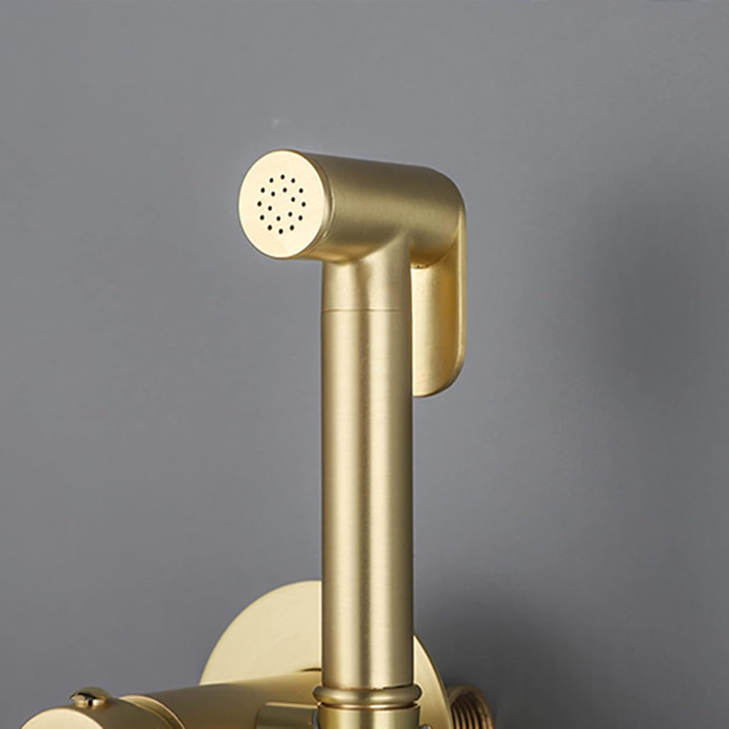 Handheld Bidet Sprayer for Toilet, Brass Bathroom Concealed Bidet Sprayer, Bidet Sprayer Set, Portable Bidet for Toilet, Wall-Mounted Mixer Hot and Cold Water for Bathroo-Gold