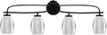 Toltec Lighting Cavella 4-Light Bath Bar – Modern Vanity Light Fixture for Bathroom – Dimmable and LED-Compatible Wall Light – Matte Black Finish, 5' Chrome Metal Shades