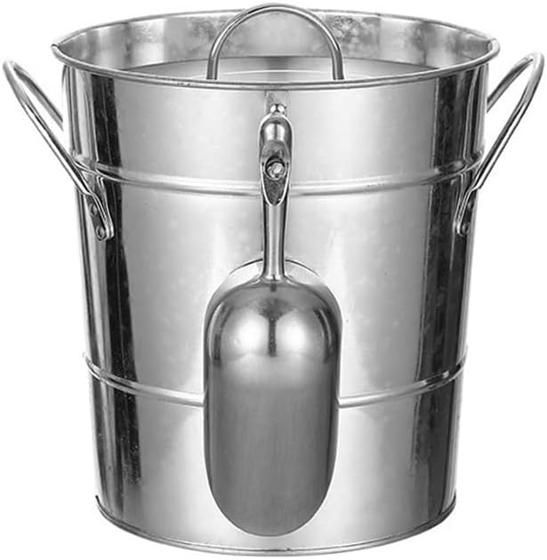 Ice Buckets Bar Stainless Steel Ice Bucket with Lid Portable Ice Bucket Champagne Beer High Color Ice Pellet Bucket Ice Bucket Kits(Silver)