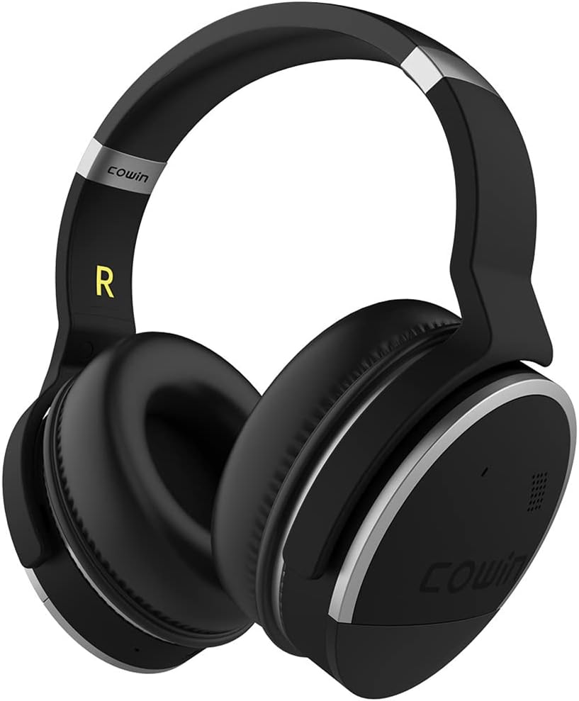 Bluetooth 5.0 Wireless Over-Ear Headphones with Mic ANC Active Noise Cancelling Foldable Headsets, Hi-Fi Stereo Deep Bass Soft Protein Earpads for Sports/TV/Work,Silver