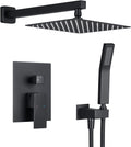 Shower System 10 Inches Rain Shower Combo Set Black Wall Mount Faucet Bathroom Faucets with Rainfall Shower Head and Hand Shower