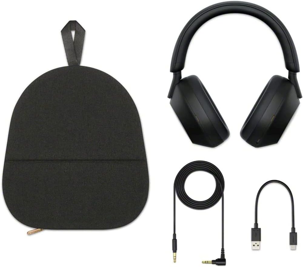 Sony WH1000XM5/B Wireless Industry Leading Noise Canceling Headphones, Black Bundle with Premium 2 YR CPS Enhanced Protection Pack, Deco Gear Headphone Case and Audio Entertainment Essentials Bundle