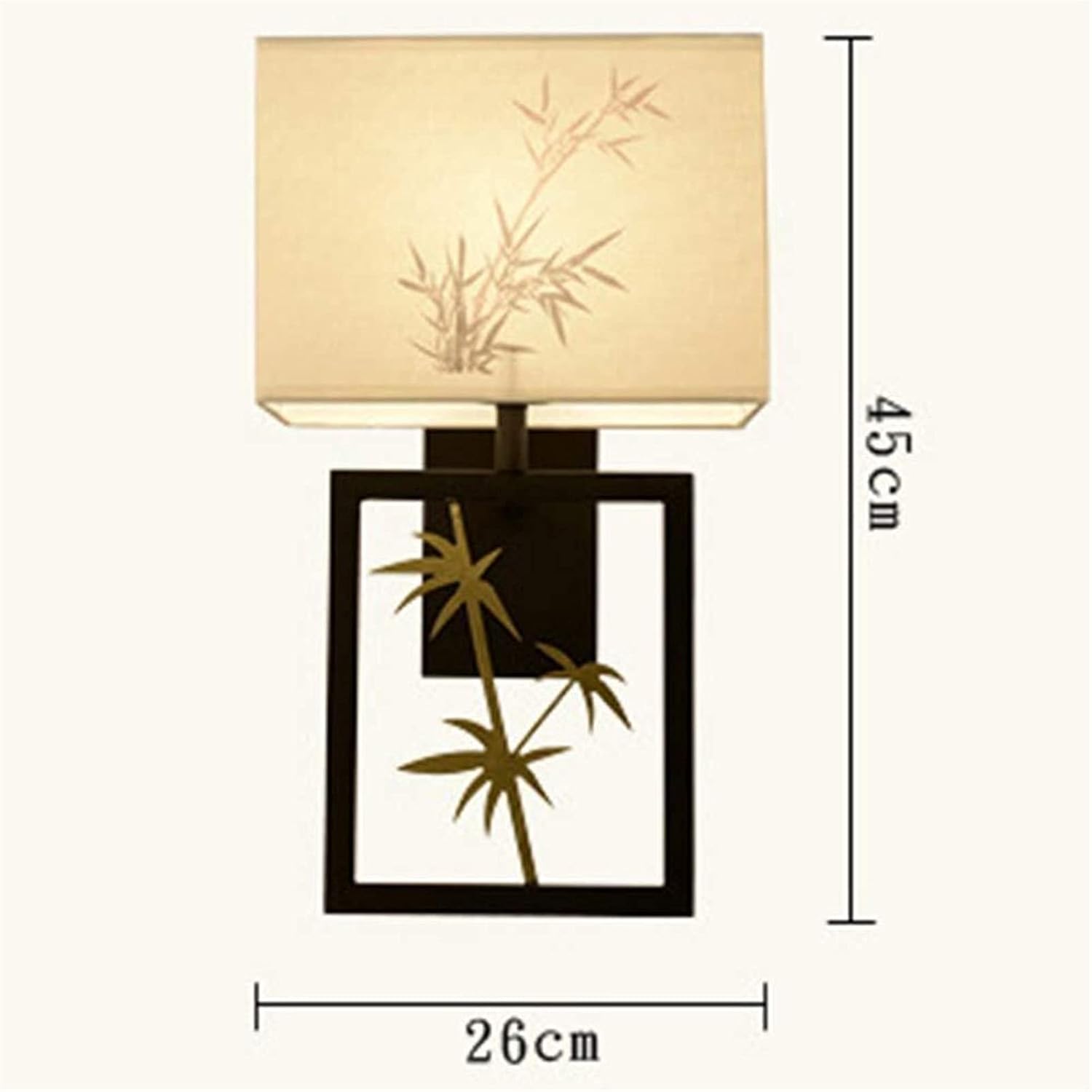 Bedroom Bedside Lamp Wall Lamp Indoor Toilet Modern Chinese Style Simple Black Wrought Iron Fixtures Bamboo Pattern Fabric Lampshade 1 Light Source Three-Color Light Wall Lamp Aisle Stairs Corrido