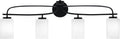 Toltec Lighting Cavella 4-Light Bath Bar – Modern Bathroom Vanity Light – Dimmable, LED-Compatible Wall Fixture – Matte Black Finish, 4' White Marble Glass