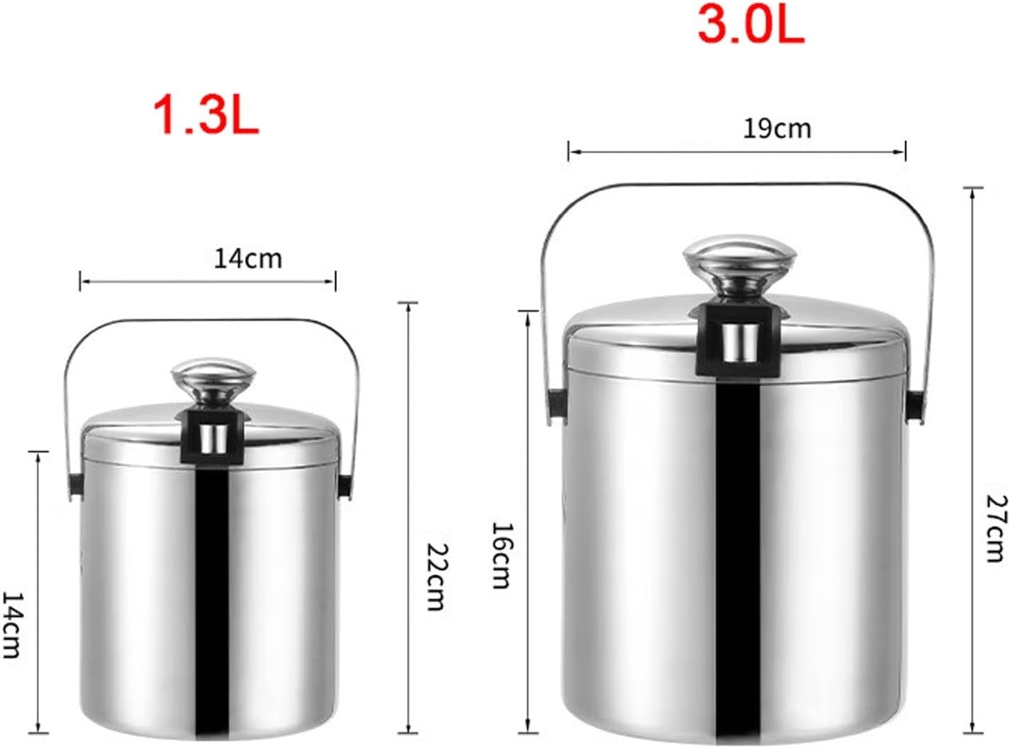 Ice Bucket Ice Bucket for Freezer Ice Bucket with Lid, Tongs and Strainer Double Wall Stainless Steel Insulated Ice Bucket, Ideal for Cocktail Bar, Chilling Wine, Champagne Ice Buckets Party Cooler Dr