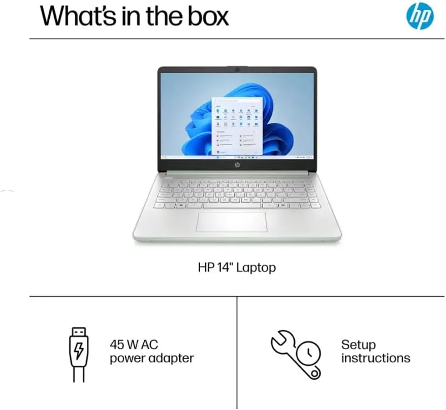 HP Student Laptop, Intel Processor N150(up to 3.6 GHz), 14 Inch LED Screen,8G RAM, 128GB Storange1 Year Office 365, Windows 11 Home,Willow Green